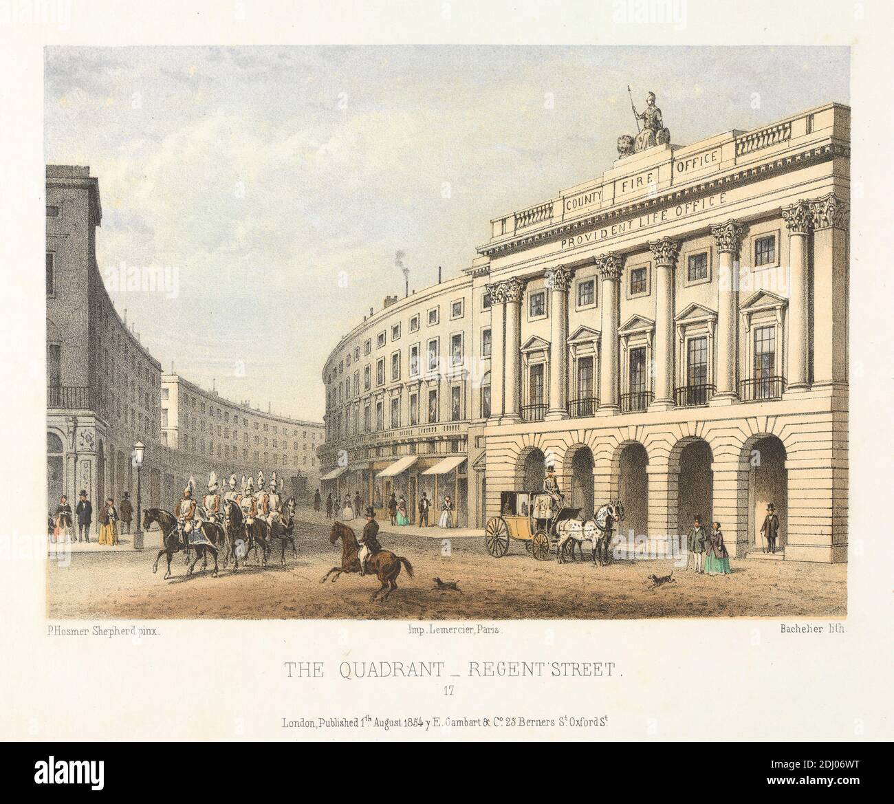 The Quadrant - Regent Street, Charles C. Bachelier, actif de 1834 à 1852, d'après Thomas Hosmer Shepherd, 1792 à 1864, British, 1854, lithographie de couleur main Banque D'Images