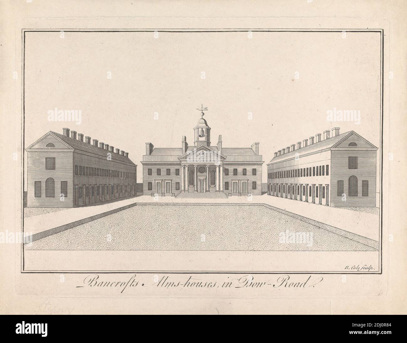 Bancrofts/ Alms-maisons dans Bow Road, Benjamin Cole, 1697–1783, Britannique, après artiste inconnu, non daté, engraving Banque D'Images