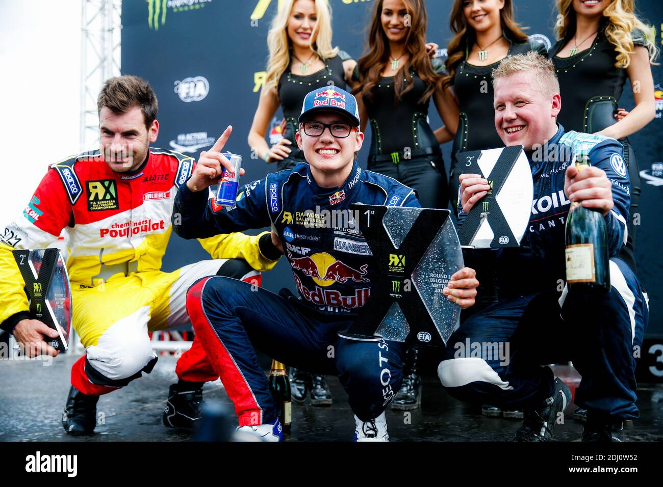 Le pilote suédois Kevin Hansen a remporté le championnat européen de course de Supercars de la FIA au championnat mondial de course de la FIA en Belgique (KAPAZA WORLD RX OF BELGIUM) qui s'est tenu au circuit Jules Tacheny à Mettet, en Belgique, du 14 au 15 mai 2016. Le pilote français Jerome Grosset-Janin est 2e et le Norvégien Tord Linnerud 3e. Photo de Marie-Paola Bertrand-Hillion/ABACAPRESS.COM Banque D'Images