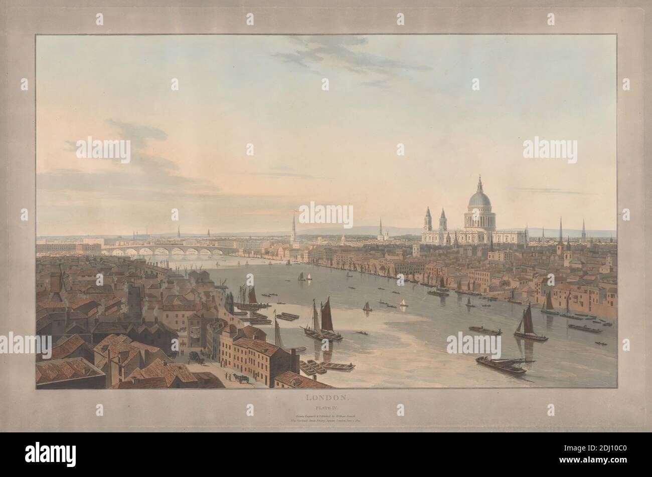 Plaque IV : London, St. Paul's and Blackfriars Bridge de Southwark, William Daniell, 1769–1837, britannique, d'après William Daniell, 1769–1837, britannique, 1804, Aquatint, couleur main Banque D'Images