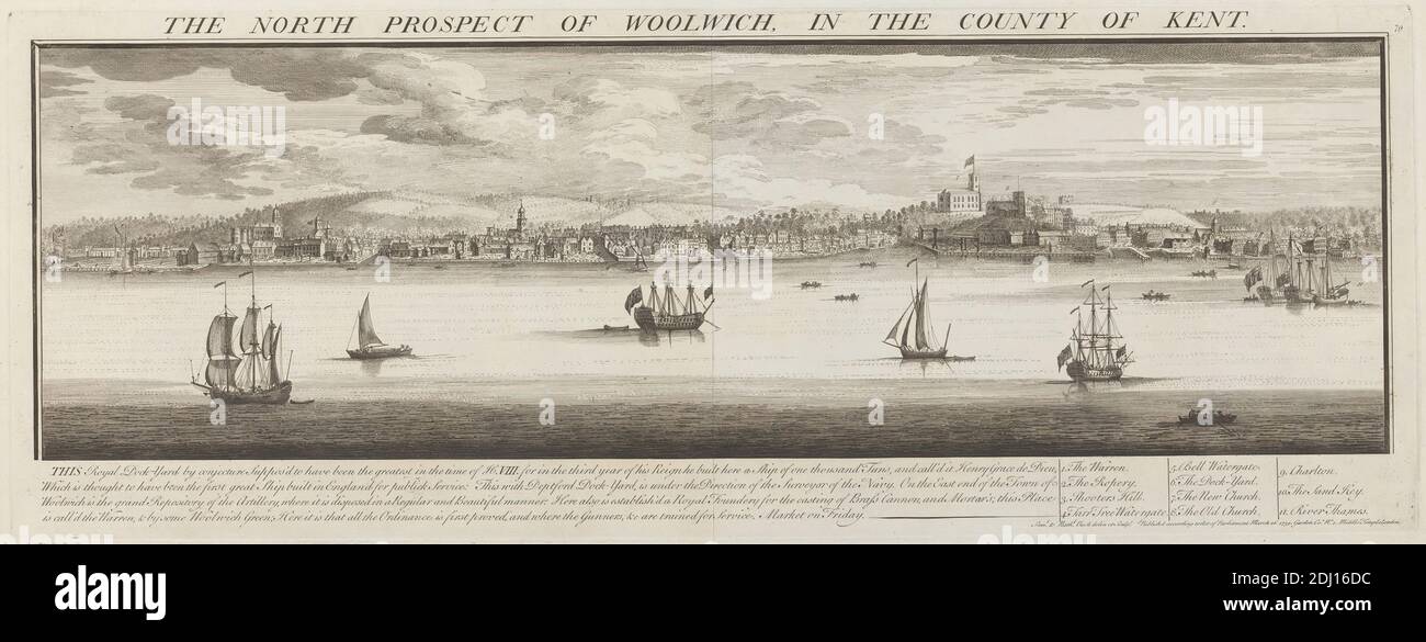 The North Prospect of Woolwich dans le comté de Kent, Nathaniel Buck, actif de 1727 à 1753, après Samuel Buck, de 1696 à 1779, British, 1739, Engraving Banque D'Images
