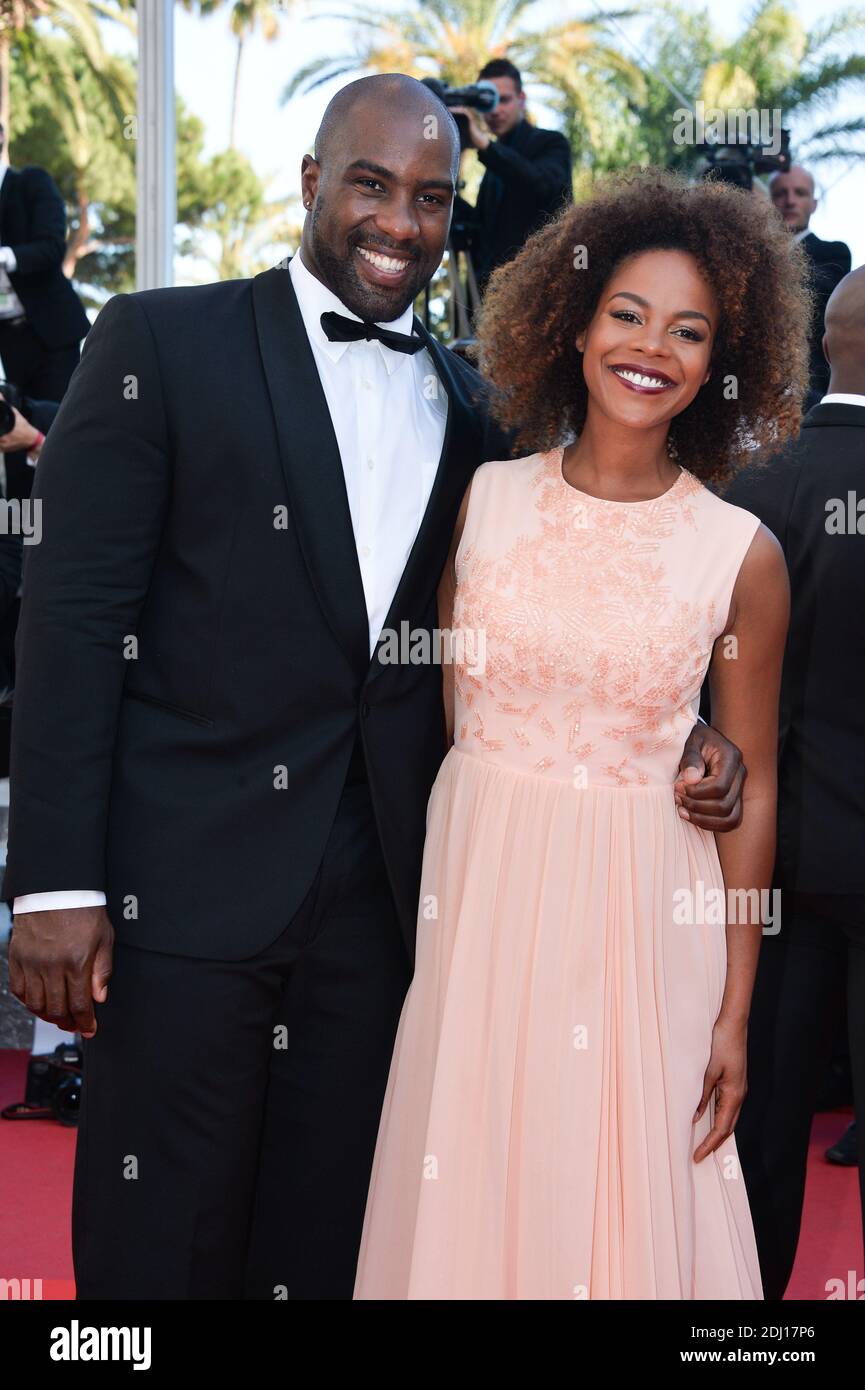 Teddy Riner et son épouse Luthna assistent à la projection d'elle au Palais des Festivals de Cannes, France, le 21 mai 2016, dans le cadre du 69e Festival de Cannes. Photo de Lionel Hahn/ABACAPRESS.COM Banque D'Images