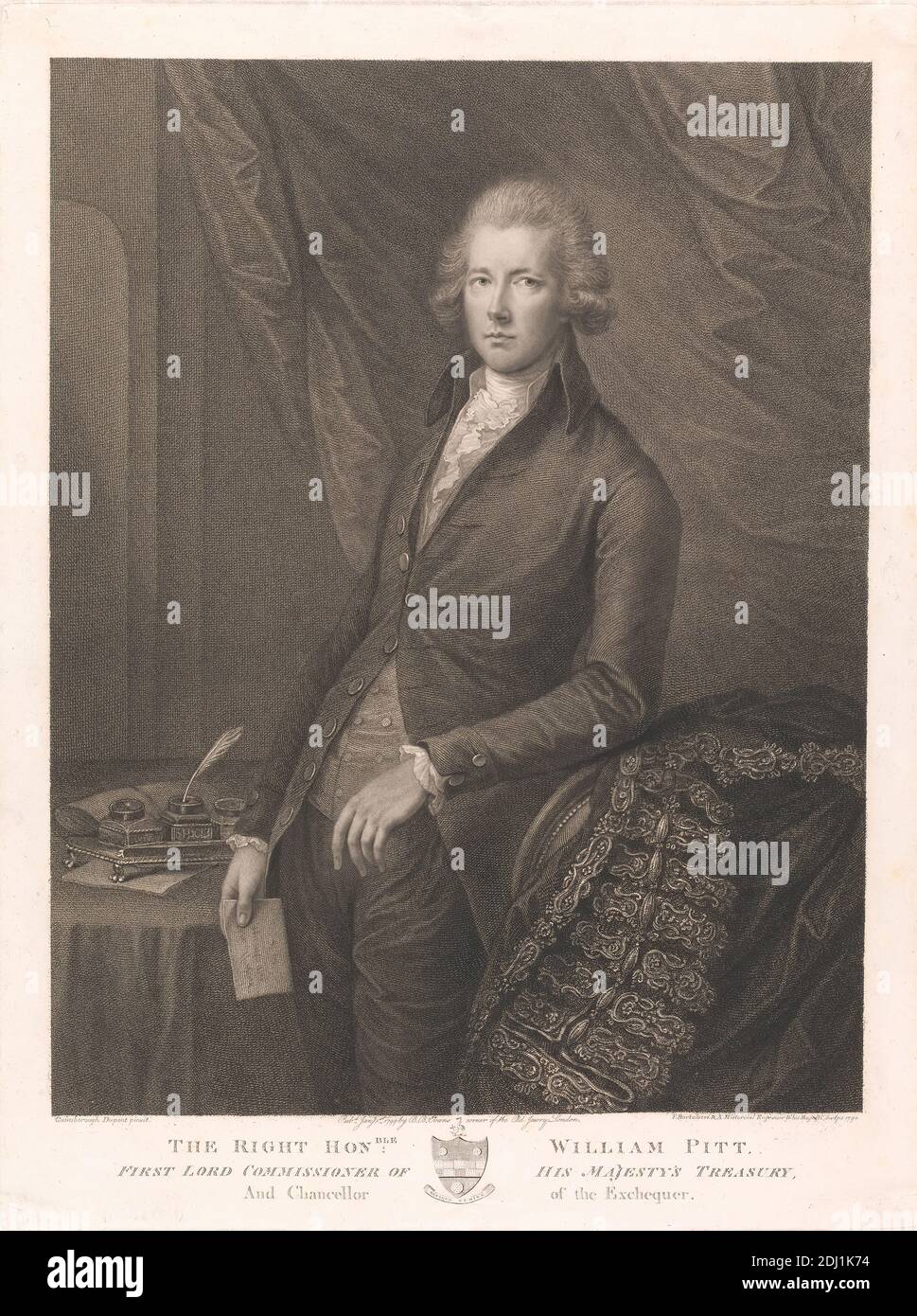 Le très honorable William Pitt, imprimé par Francesco Bartolozzi RA, 1728–1815, italien, actif en Grande-Bretagne (1764–99), après Gainsborough Dupont, 1754–1797, britannique, publié par Benjamin Beale Evans, ca. 1765–1824, British, 1799, gravure en ligne sur papier crème moyen, légèrement texturé, montage: 29 7/8 × 21 3/8 pouces (75.9 × 54.3 cm), feuille: 20 1/4 × 15 1/4 pouces (51.4 × 38.7 cm), et image: 17 3/8 × 13 3/8 pouces (44.1 × 34 cm) Banque D'Images