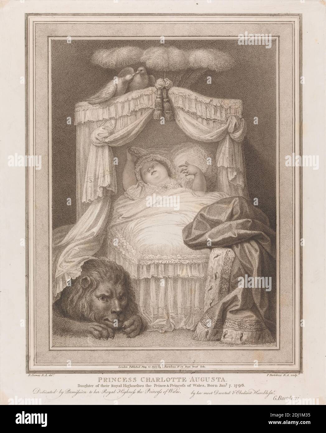 Princesse Charlotte Augusta, Francesco Bartolozzi RA, 1728–1815, italienne, active en Grande-Bretagne (1764–99), après Richard Cosway, 1742–1821, britannique, 1797, gravure Banque D'Images