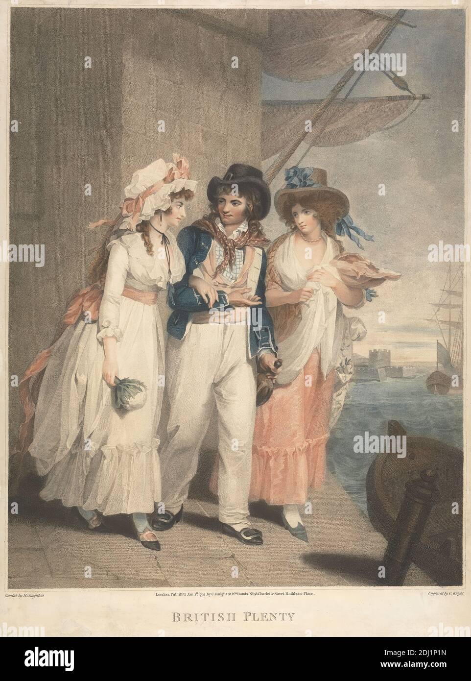 British Plenty, Charles Knight, 1743–c.1826, britannique, d'après Henry Singleton, 1766–1839, britannique, 1794, gravure en pointillé, partiellement imprimé en couleur, plaque : 20 1/4 x 16po. (51.4 x 40,6 cm) et feuille : 22 1/2 x 17 3 po. (57.2 x 45,1 cm Banque D'Images