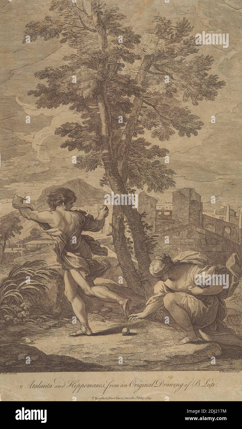 Atalanta et Hippomanes, Francesco Bartolozzi RA, 1728–1815, italien, actif en Grande-Bretagne (1764–99), après Benedetto Luti, 1666–1724, italien, 1763, gravure Banque D'Images