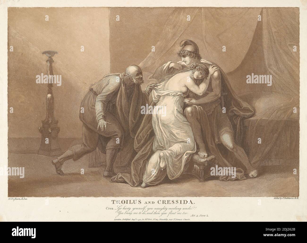 Troilus et Cressida, Act 4, scène II, Francesco Bartolozzi RA, 1728–1815, italien, actif en Grande-Bretagne (1764–99), après Henry Tresham, 1751–1814, britannique, 1794, gravure Banque D'Images
