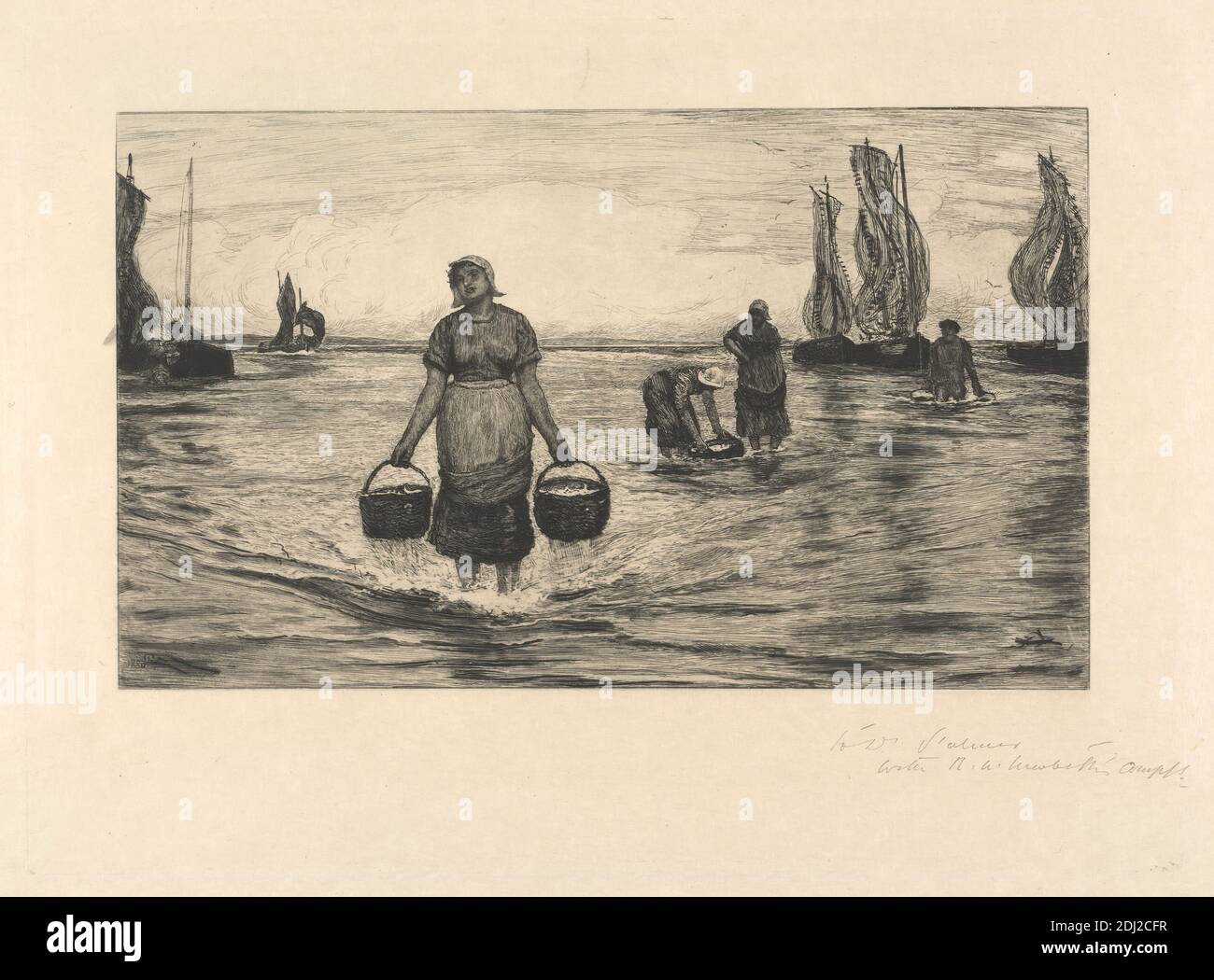 Débarquement des sardines au Tide bas, Robert Walker Macbeth, 1848–1910, British, 1880, Etching sur papier vélin, feuille: 12 1/4 x 17 1/2in. (31.1 x 44,5 cm Banque D'Images