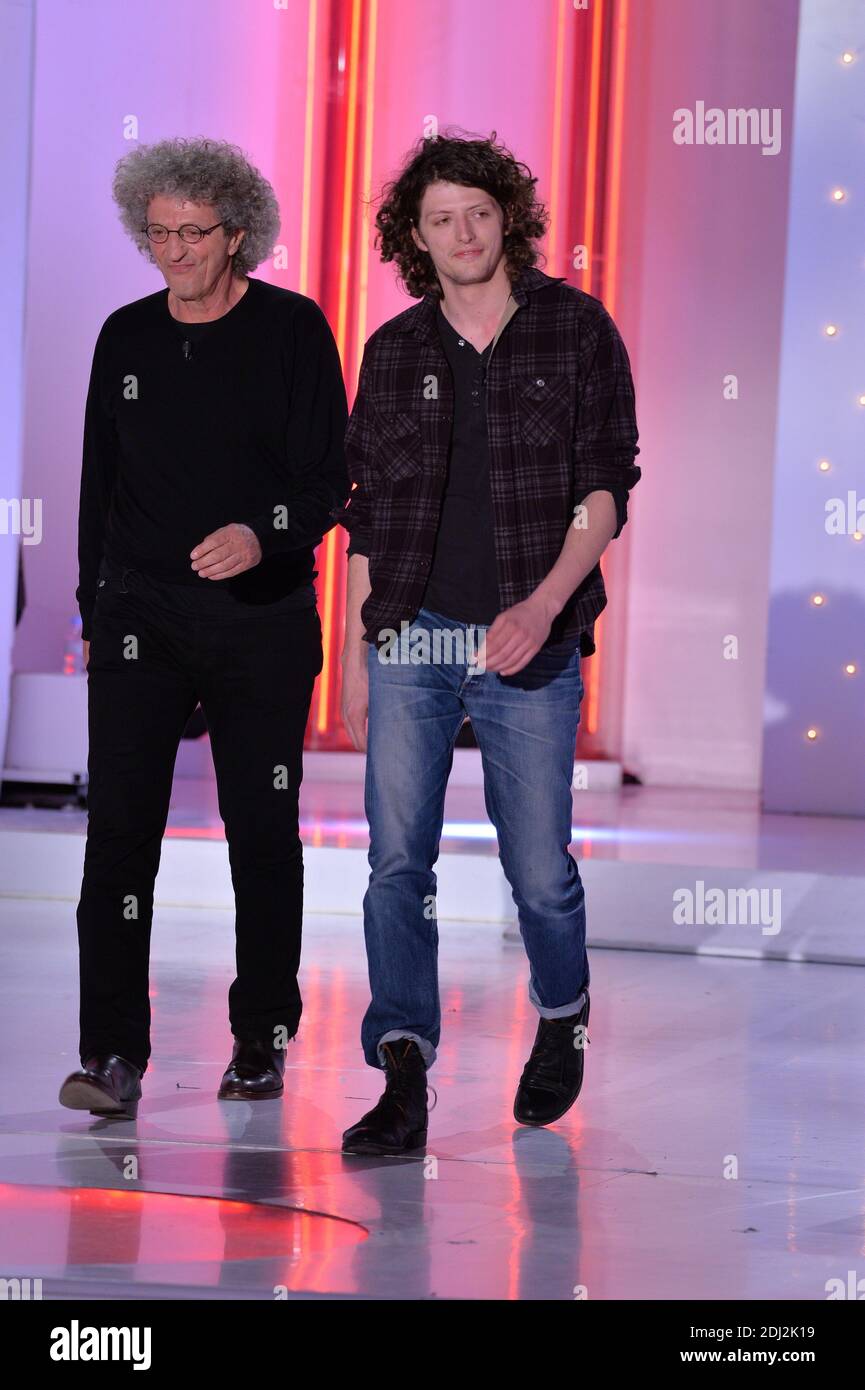 Elie Chouraqui et son fils Cesar Chouraqui ONT tapé le vivre Dimanche à Paris, France, le 12 avril 2016. Photo de Max Colin/ABACAPRESS.COM Banque D'Images