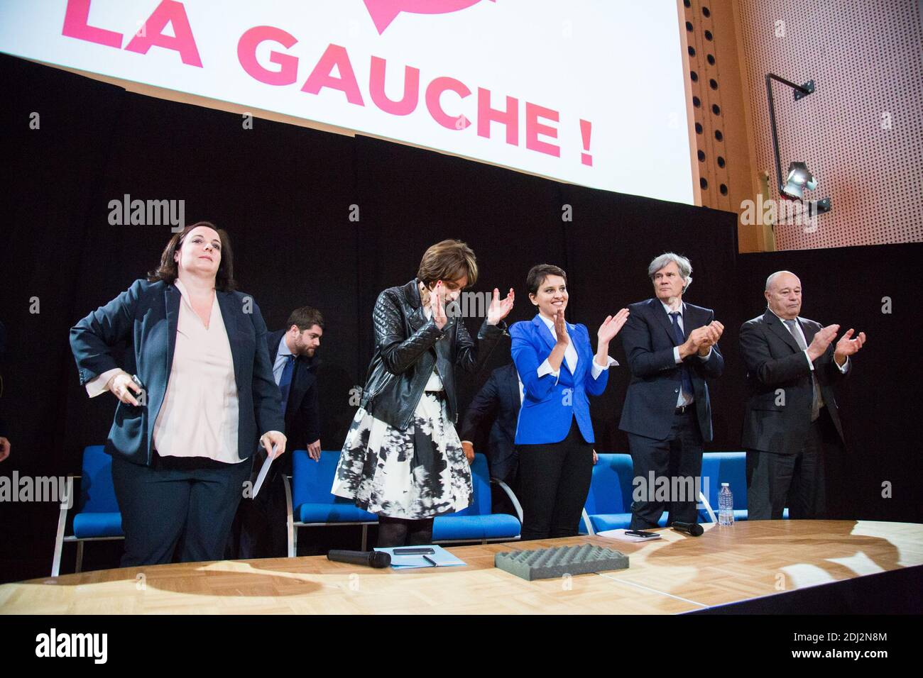 EMMANUELLE COSSE, MARISOL TOURAINE, NAJAT VALLUD-BELKACEM, STEPHANE LE FOLL, JEAN-MICHEL BAYLET - RÉUNION PS - HÉ HO LA GAUCHE A L'UNIVERSITE PARIS DESCARTES PHOTO DE NASSER BERZANE/ABACAPRESS.COM Banque D'Images