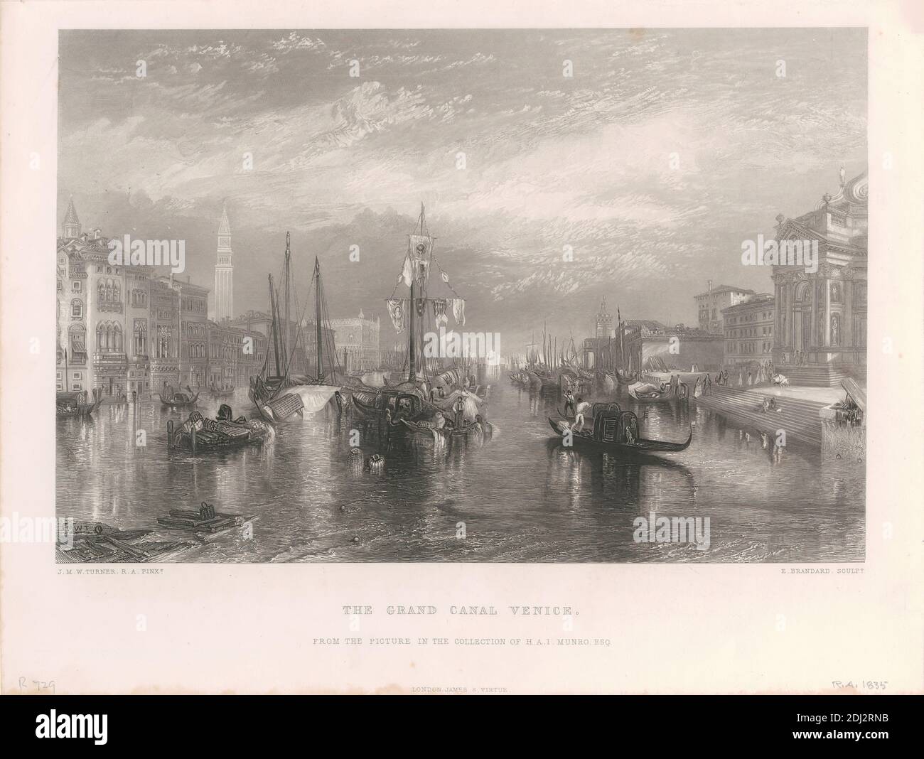 Le Grand Canal, Robert Brandard, 1805–1862, Britannique, d'après Joseph Malbord William Turner, 1775–1851, Britannique, 1859-1879, gravure en acier Banque D'Images