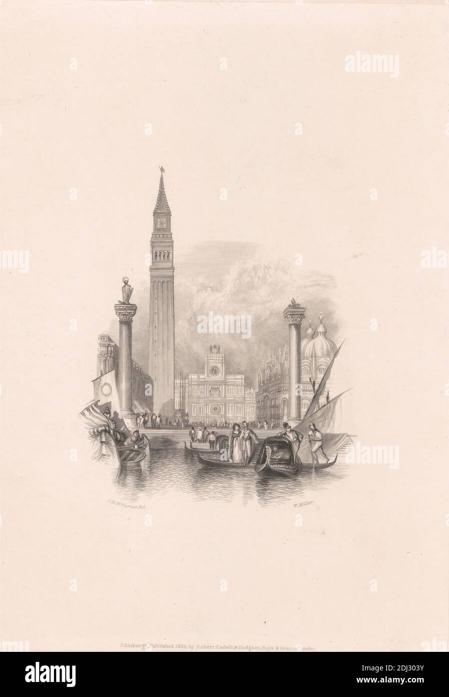 Venise, le Campanile, William Miller, 1796–1882, britannique, d'après Joseph Malbord William Turner, 1775–1851, britannique, 1834, gravure de ligne Banque D'Images