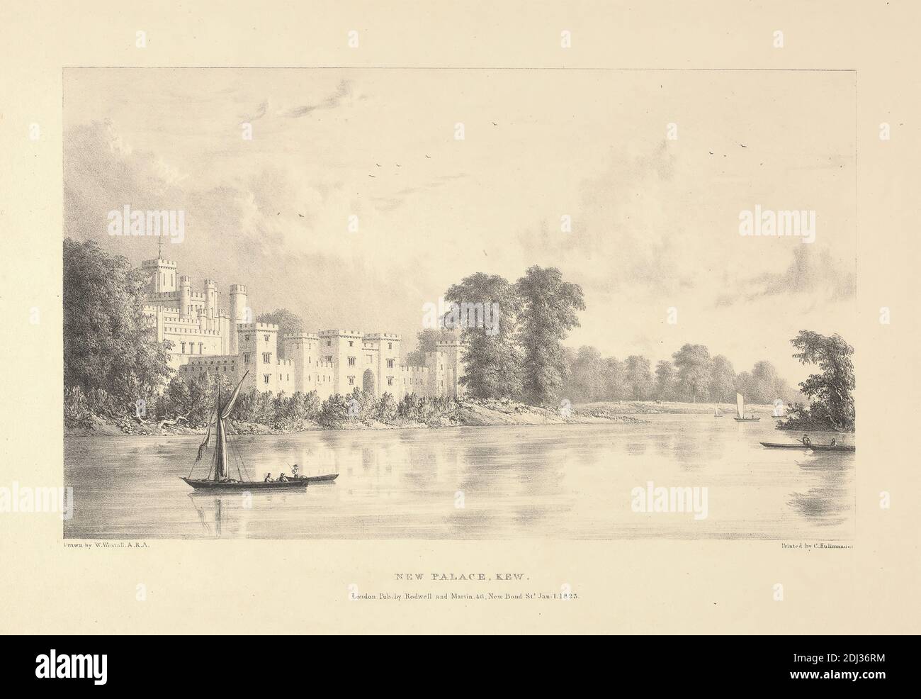 New Palace, Kew, Charles J. Hullmandel, 1789–1850, britannique, d'après William Westout, 1781–1850, britannique, 1823, Lithographe Banque D'Images
