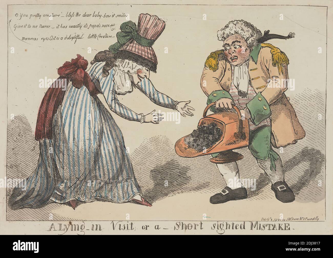 Une visite de mensonge, ou une erreur de courte vue, Thomas Rowlandson, 1756–1827, British, 1792, Etching, couleur main, feuille : 8 3/4 x 13 po. (22.2 x 33cm Banque D'Images