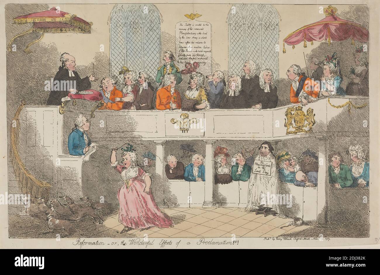 Réforme - ou - les effets merveilleux d'une Proclamation!!!, Thomas Rowlandson, 1756–1827, British, 1787, Etching, fait main, feuille: 9 1/2 x 14 5/8in. (24.1 x 37,1 cm Banque D'Images