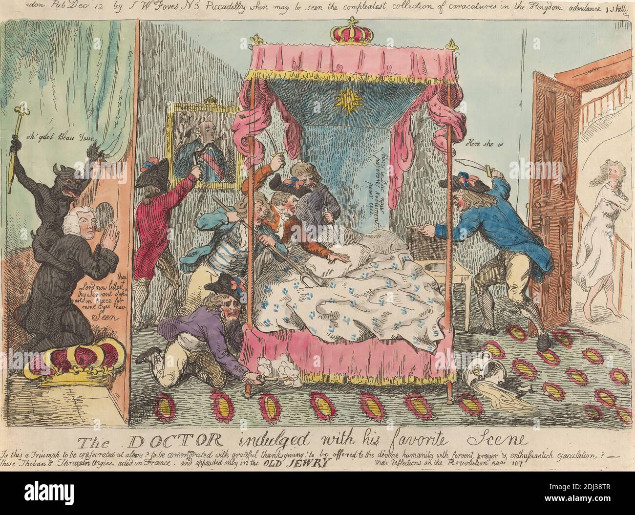 Le docteur s'est adrissé à sa scène préférée ---, James Gillray, 1757–1815, British, c. 1790, Décapage, couleur main, feuille: 8 7/8 x 13 5/8in. (22.5 x 34,6 cm Banque D'Images