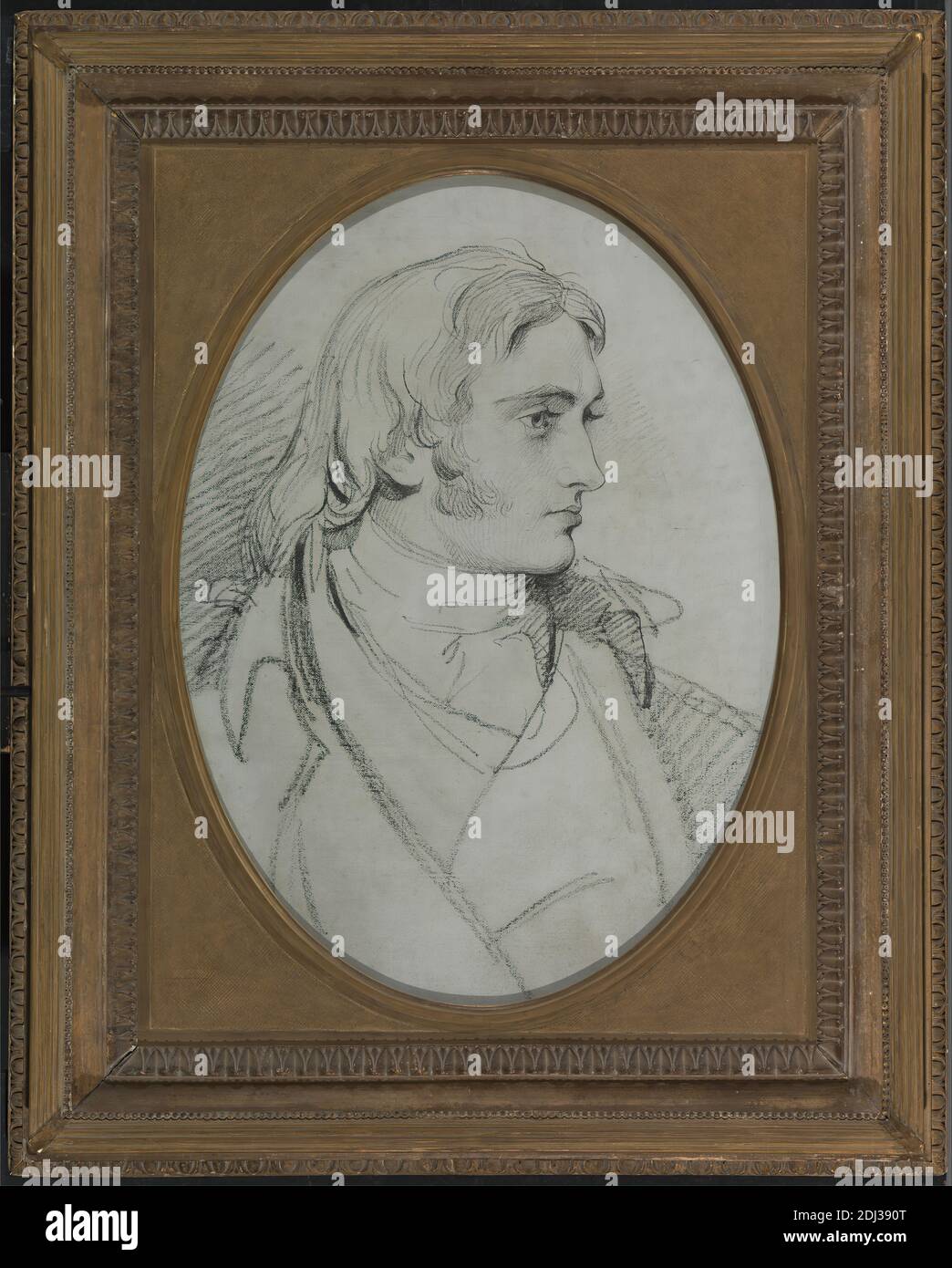 Portrait de l'écluse William II de Norbury Park, Surrey, sir Thomas Lawrence, 1769–1830, British, vers. 1800, charbon de bois huilé et gris-bleu sur toile, cadre: 34 1/2 x 28 x 3 1/4 pouces (87.6 x 71.1 x 8.3 cm) et feuille: 26 x 19 pouces (66 x 48.3 cm), manteau, costume, regard, cheveux longs, homme, portrait, pose, chemise, solennel Banque D'Images