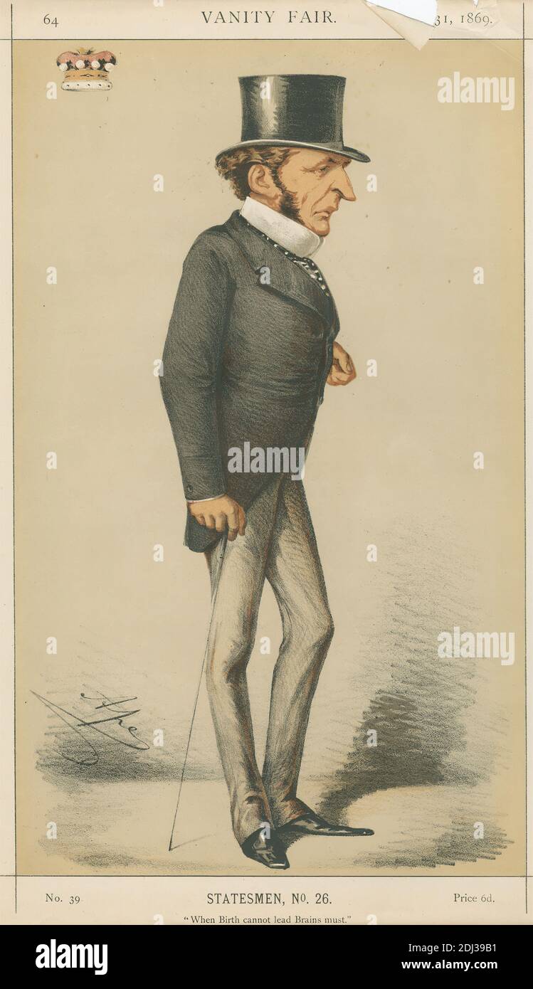 Hommes politiques - Vanity Fair - "quand la naissance ne peut pas mener les cerveaux doit". Lord Cairns. 31 juillet 1869, Carlo Pellegrini, 1839–1889, italien, 1869, Chromolithographe Banque D'Images