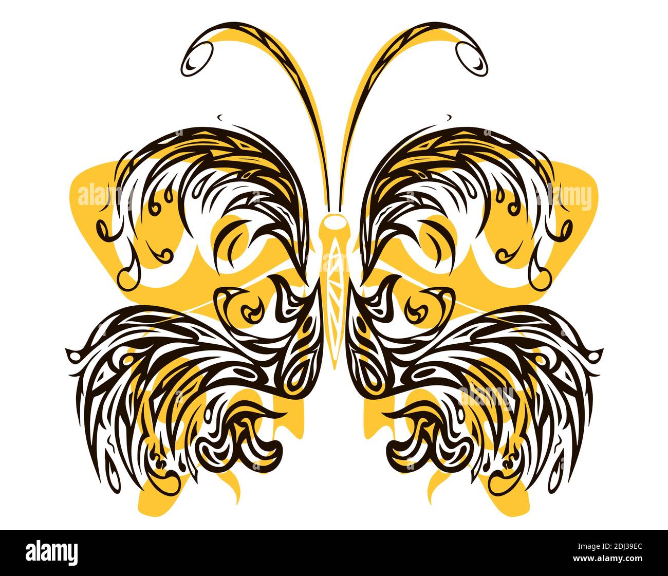Papillon fait de silhouettes courbes, isolé sur fond blanc, illustration vectorielle eps10. Illustration de Vecteur