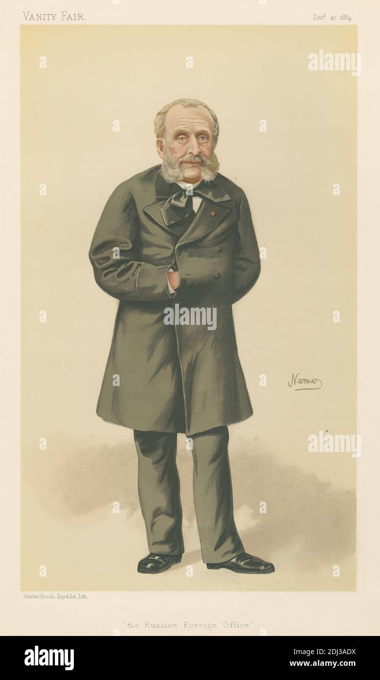 Hommes politiques - Vanity Fair - "The Russian Foreign Office". Monsieur de Giers. 27 décembre 1884, Constantine von de Grimm, active 1880, 1884, Chromolithographe Banque D'Images