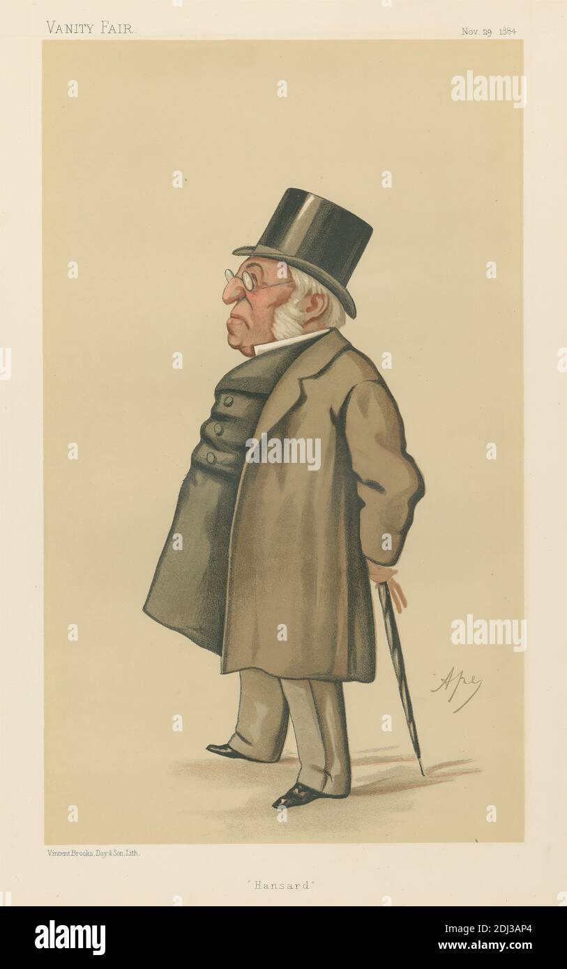Politiciens - Vanity Fair - 'hansard'. Monsieur Henry hansard. 29 novembre 1884, Carlo Pellegrini, 1839–1889, Italien, 1884, Chromolithographe Banque D'Images