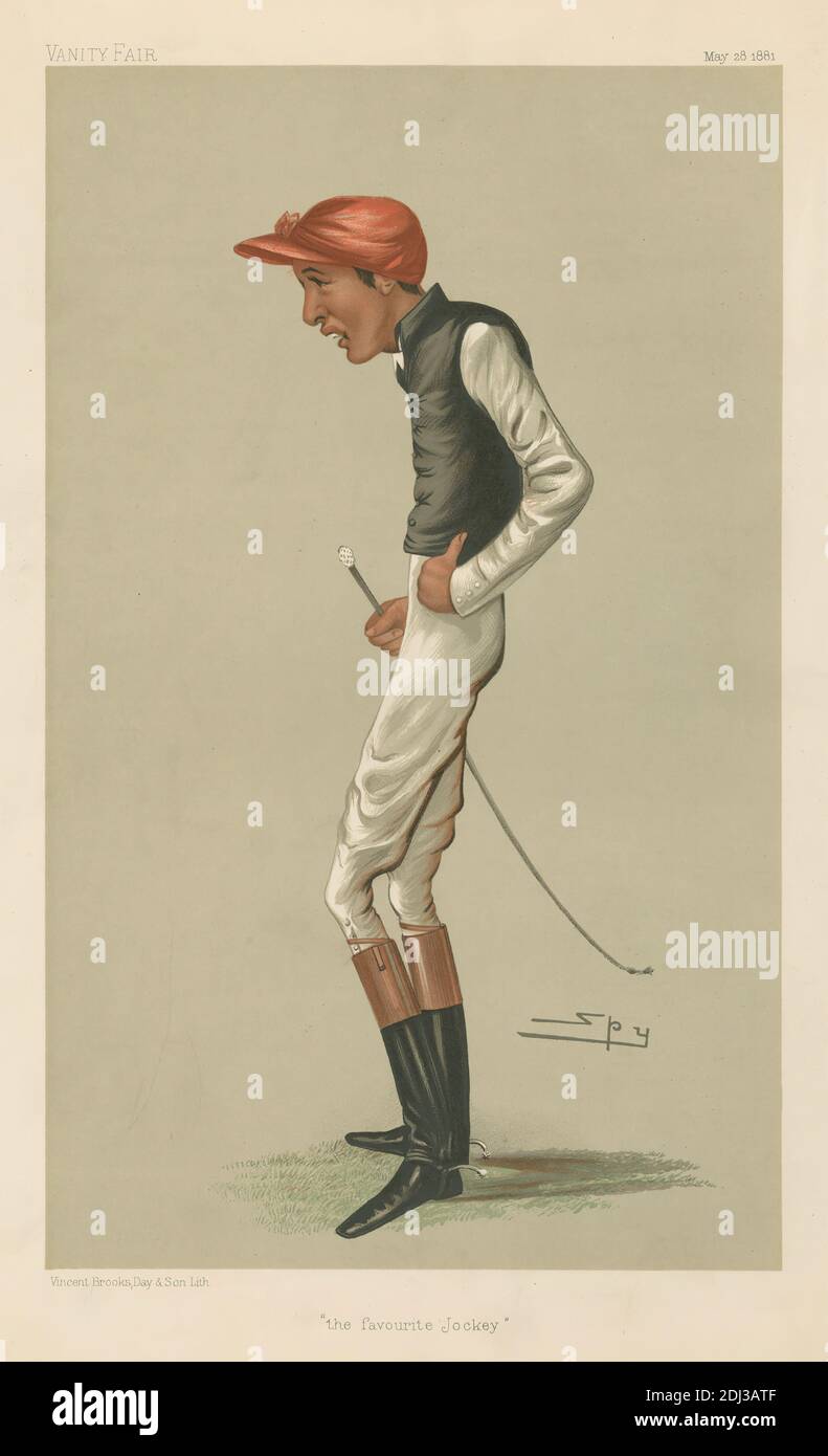 Vanity Fair: Jockeys; 'The Favorite Jockey', Fred Archer, 28 mai 1881, Leslie Matthew 'Spy' Ward, 1851–1922, British, 1881, Chromolithographe Banque D'Images