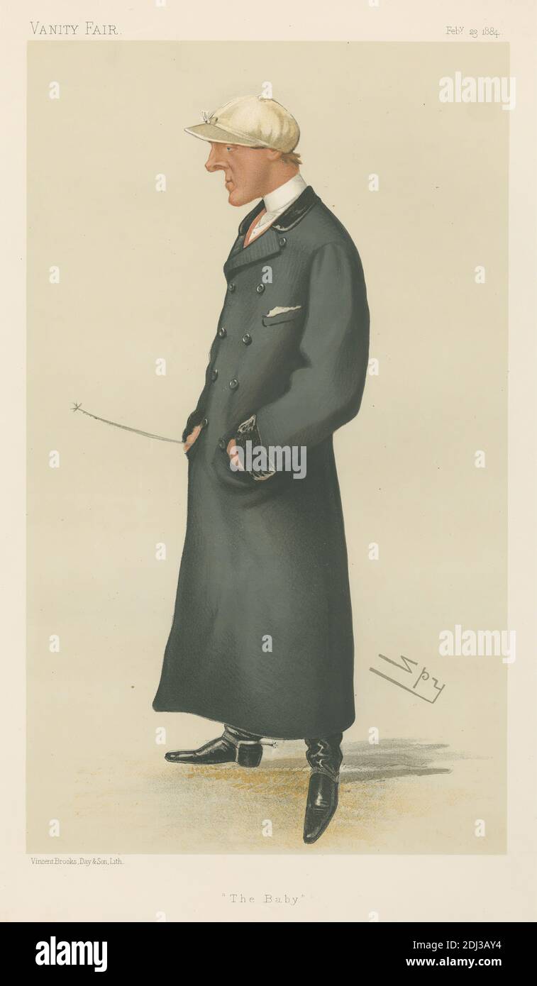 Vanity Fair: Jockeys; 'The Baby', M. Arthur Coventry, 23 février 1884, Leslie Matthew 'Spy' Ward, 1851–1922, British, 1884, Chromolithographe Banque D'Images