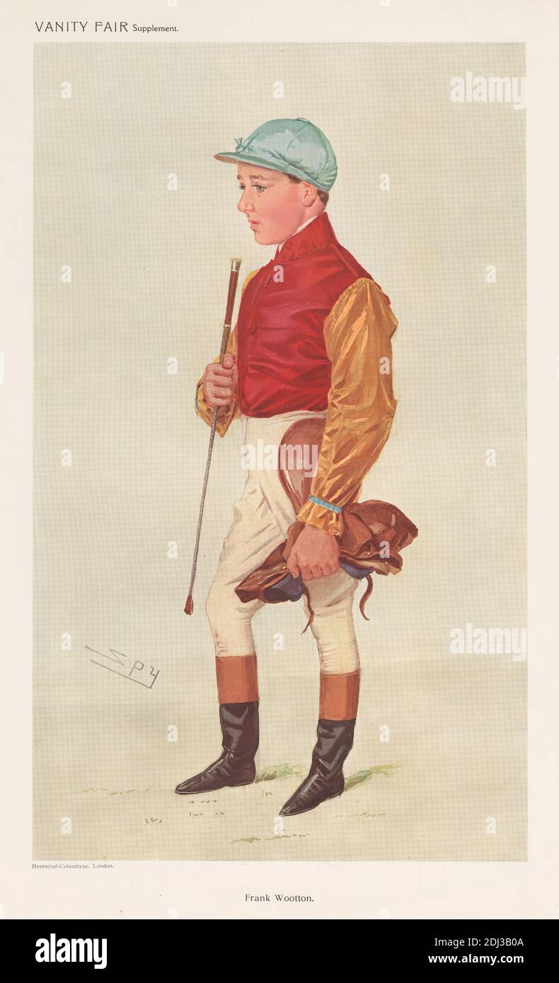Vanity Fair: Jockeys; Frank Wootton, Leslie Matthew 'Spy' Ward, 1851–1922, British, 1909, Chromolithograph Banque D'Images