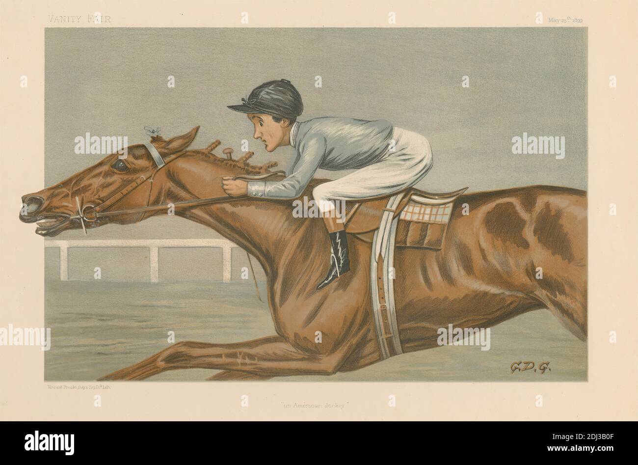 Vanity Fair: Jockeys; 'an American Jockey', Tod Sloane, 25 mai 1899, Godfrey Douglas Giles, 1857–1941, British, 1899, Chromolithographe Banque D'Images