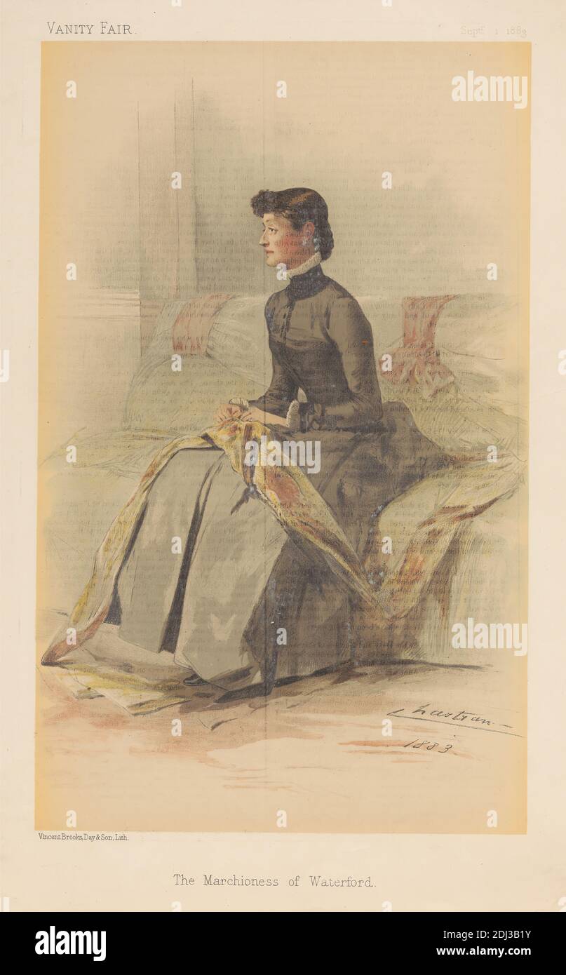 Vanity Fair: Dames; 'The Marchioness of Waterford', 1 septembre 1883, Theobald Chartran, 1849–1907, French, 1883, Chromolithograph Banque D'Images