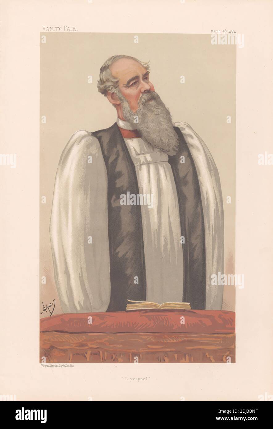 Vanity Fair - clergé. « Liverpool ». Le révérend John Charles Ryle, évêque de Liverpool. 26 mars 1881, Carlo Pellegrini, 1839–1889, Italien, 1881, Chromolithographe Banque D'Images