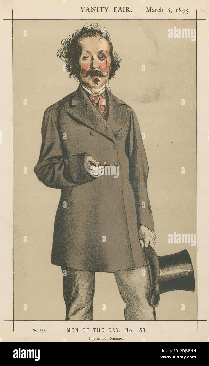 Vanity Fair: Littéraire; "impossible Romance", M. Mayne Reid, 8 mars 1873, artiste inconnu, 1873, Chromolithographe Banque D'Images