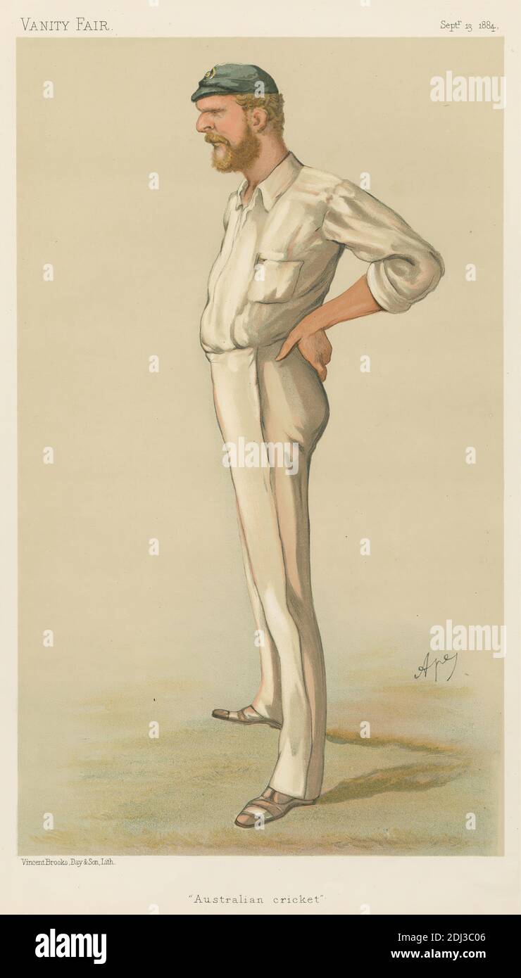Vanity Fair - Cricket. 'Cricket australien.' George John Bonner. 13 septembre 1884, Carlo Pellegrini, 1839–1889, Italien, 1884, Chromolithographe Banque D'Images