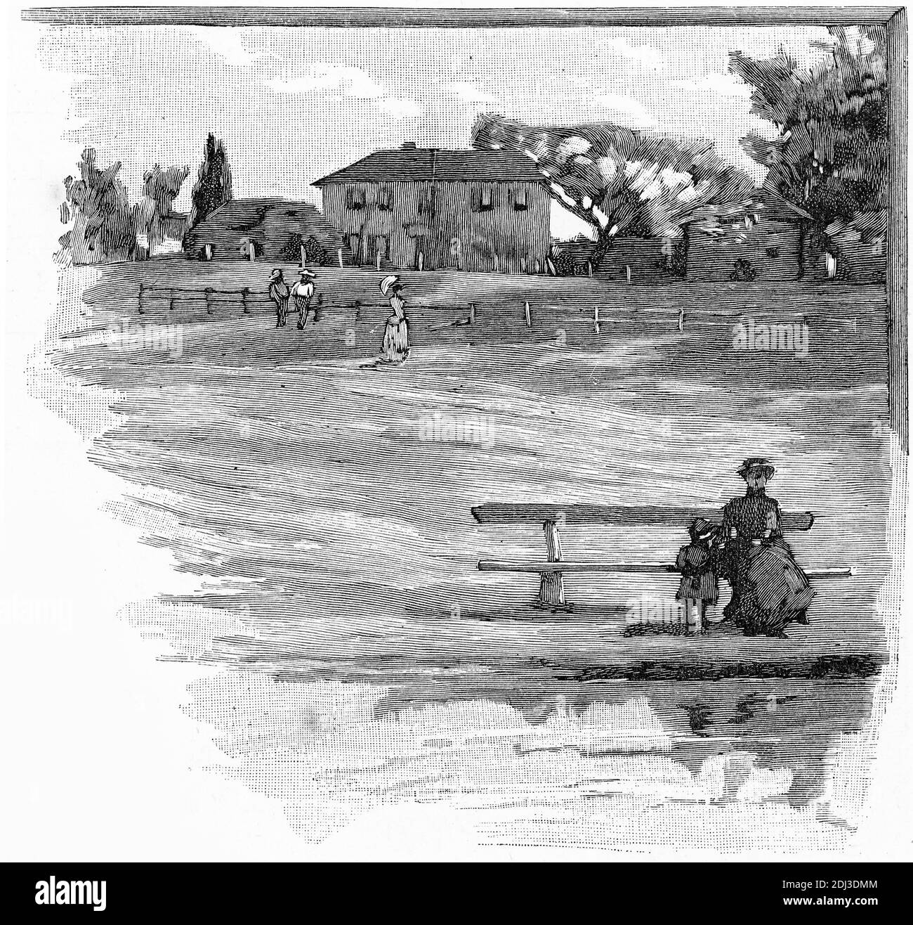 Gravure de l'ancienne maison du gouvernement, Parramatta, Nouvelle-Galles du Sud, Australie Banque D'Images