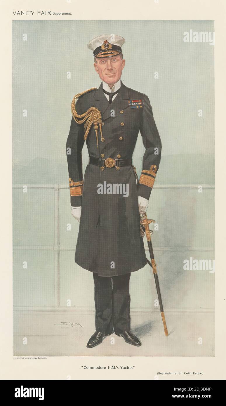 Vanity Fair: Militaire et Marine; 'Commodore H.M.'s Yachtss', contre-amiral Sir Colin Keppel, Leslie Matthew 'Spy' Ward, 1851–1922, British, c. 1909, Chromolithographe Banque D'Images
