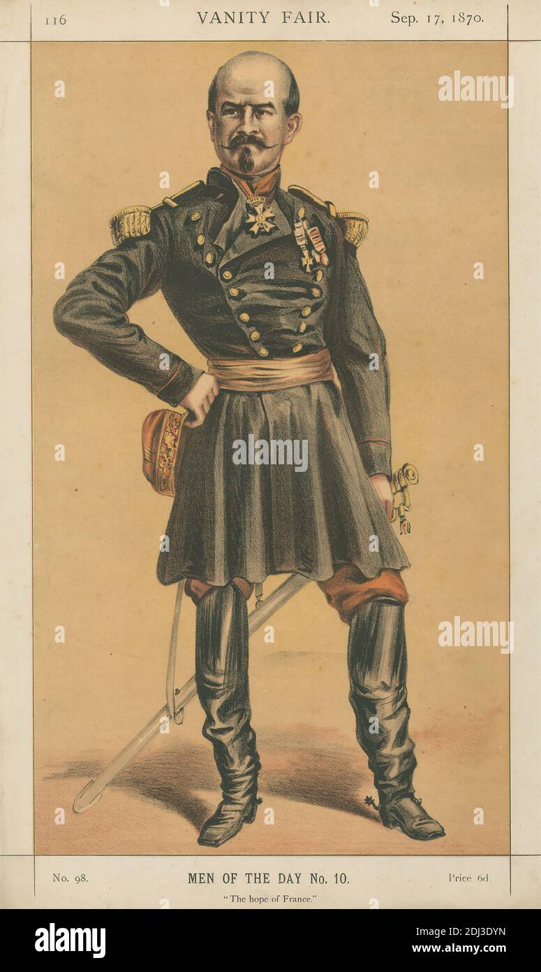 Vanity Fair: Militaire et Marine; 'The Hope of France', General Trochu, 17 septembre 1870, artiste inconnu, 1870, Chromolithographe Banque D'Images