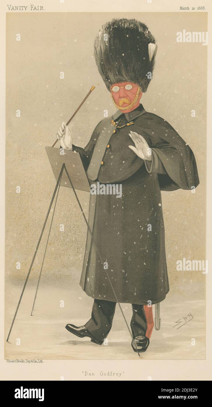 Vanity Fair: Musiciens; 'Dan Godfrey', Daniel Godfrey, 10 mars 1888, Leslie Matthew 'Spy' Ward, 1851–1922, British, 1888, Chromolithographe Banque D'Images