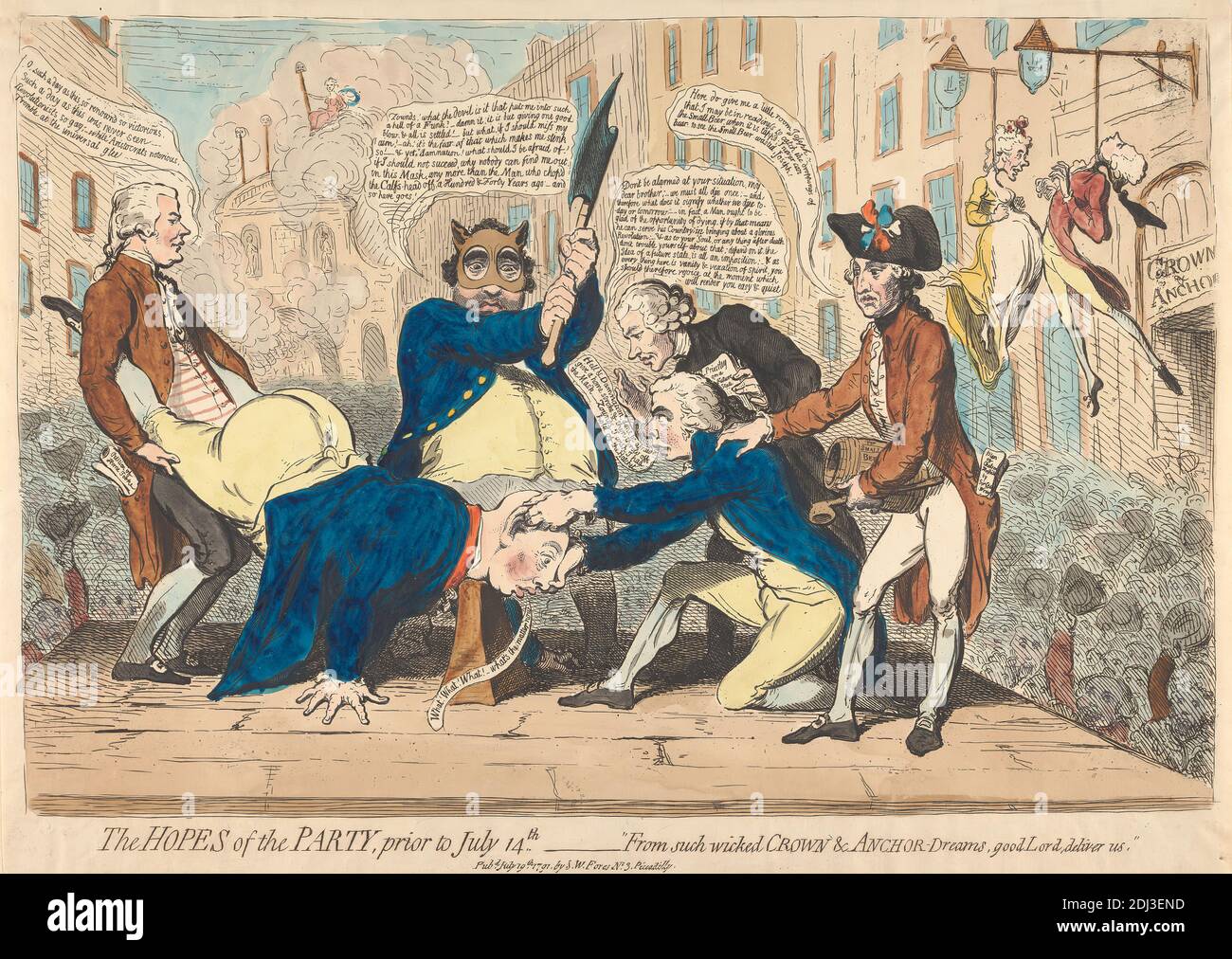 Les espoirs du Parti, avant le 14 juillet, ---'de tels méchants Crown et Anchor-Dreams, bon Seigneur, nous livre.', James Gillray, 1757–1815, British, 1791, Etching, couleur main, feuille: 12 7/8 x 19 3/16po. (32.7 x 48,7 cm Banque D'Images
