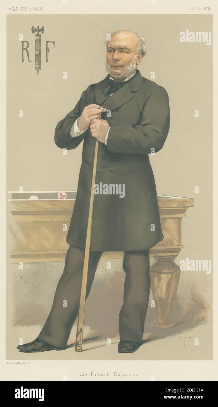 Vanity Fair: Sport, divers billard; "la République française", M. Jules Grevy, 12 juillet 1879, Theobald Chartran, 1849–1907, français, 1879, Chromolithographe Banque D'Images