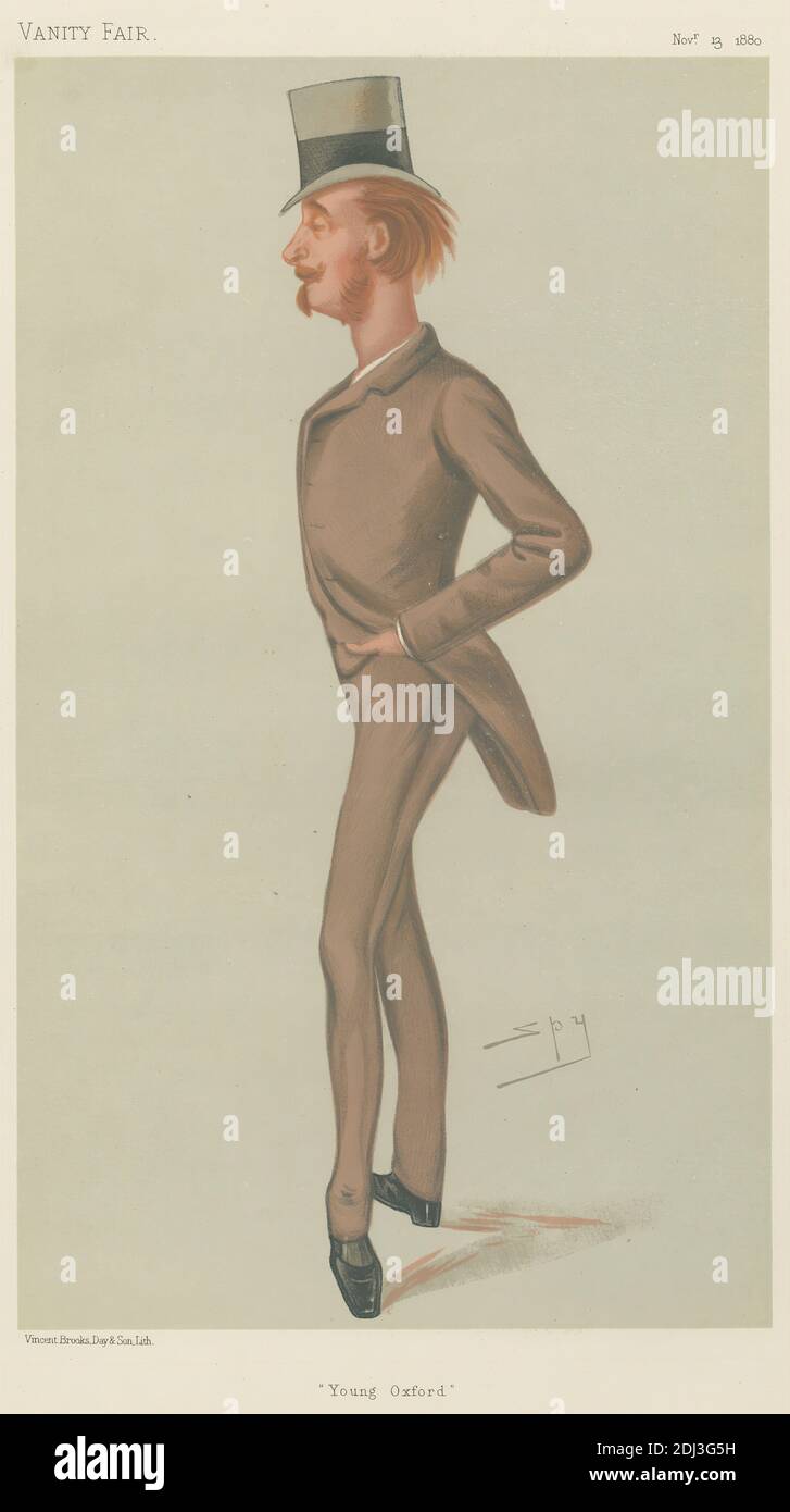 Vanity Fair: Enseignants et directeurs; 'Young Oxford', Viscount Lymington, 13 novembre 1880, Leslie Matthew 'Spy' Ward, 1851–1922, British, 1880, Chromolithographe Banque D'Images