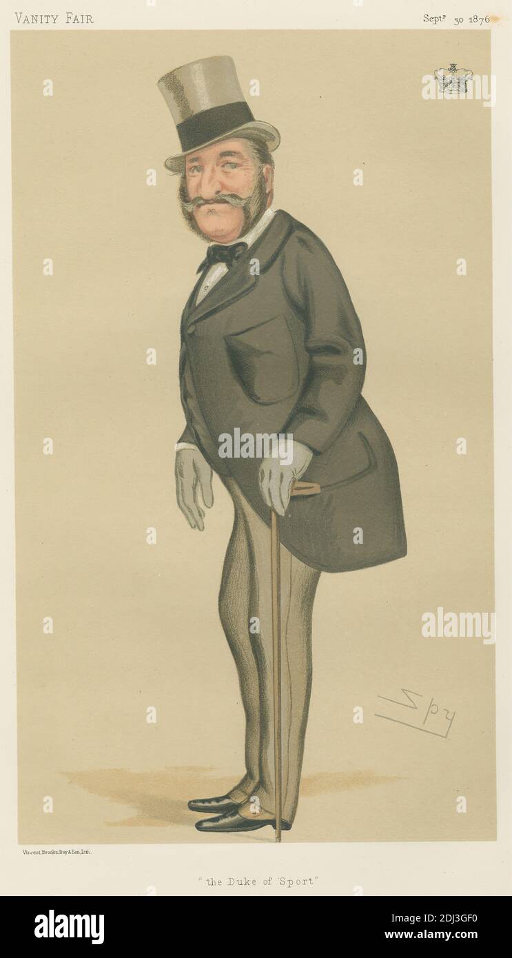 Vanity Fair: Les passionnés de gazon; 'The Duke of Sport', le duc de Beaufort, 30 septembre 1876, Leslie Matthew 'Spy' Ward, 1851–1922, British, 1876, Chromolithographe Banque D'Images