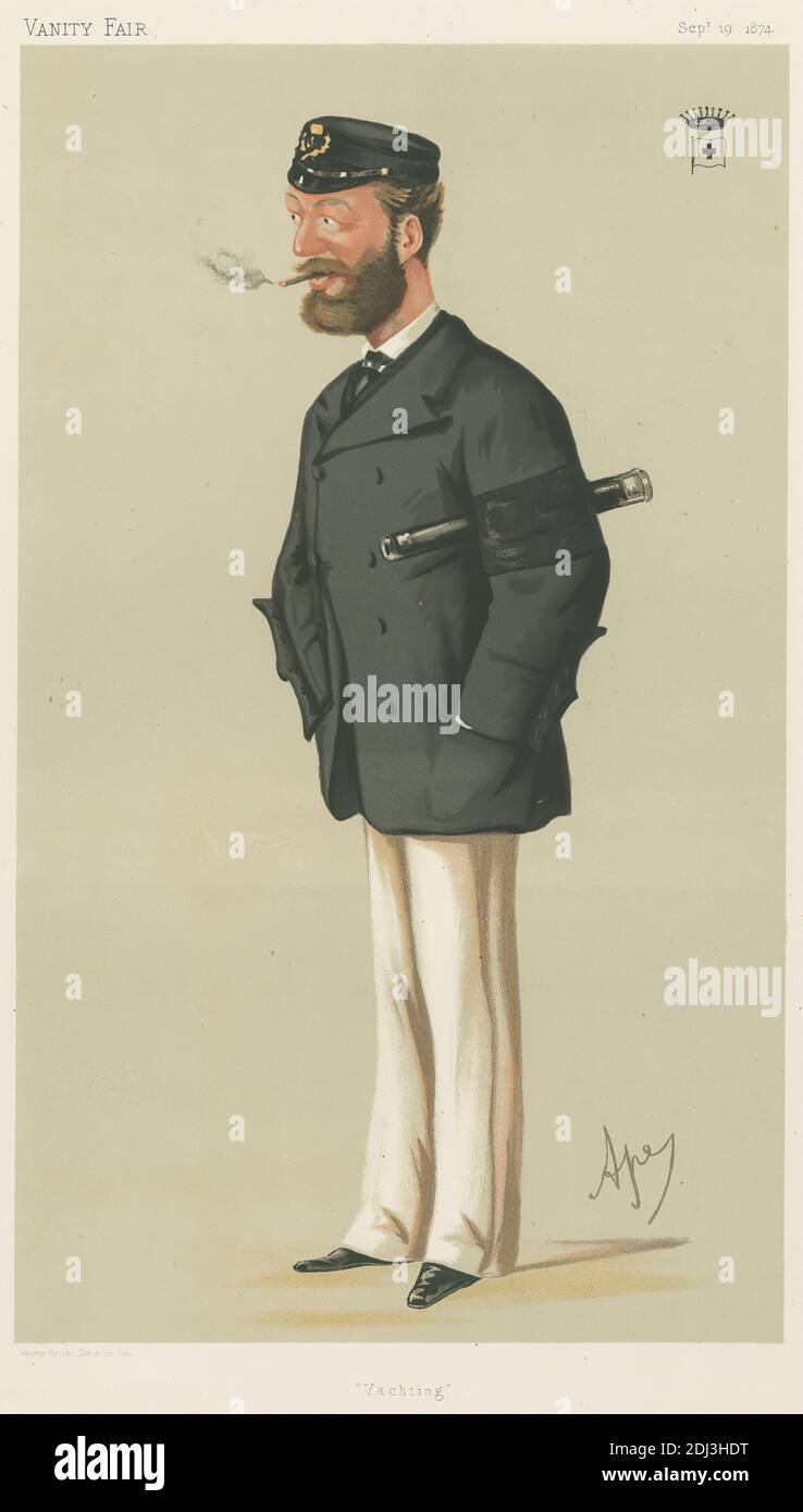 Vanity Fair: Dévotés de yachting; 'Yachting', Comte Edmund Batthyany, 19 septembre 1874, Carlo Pellegrini, 1839–1889, Italien, 1874, Chromolithographe Banque D'Images