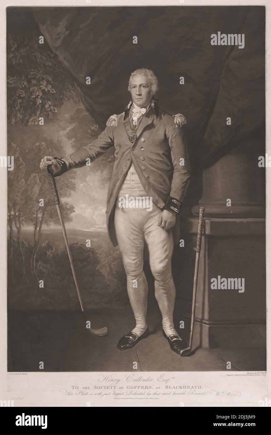 Golf Henry Callender Esq. À la Society of Gloas de Blackheath, William Ward, 1766–1826, British, d'après Lemuel Francis Abbott, ca. 1760–1802, Britannique, 1812, Mezzotint, feuille : 25 1/2 x 16 13 po. (64.8 x 42,7 cm Banque D'Images