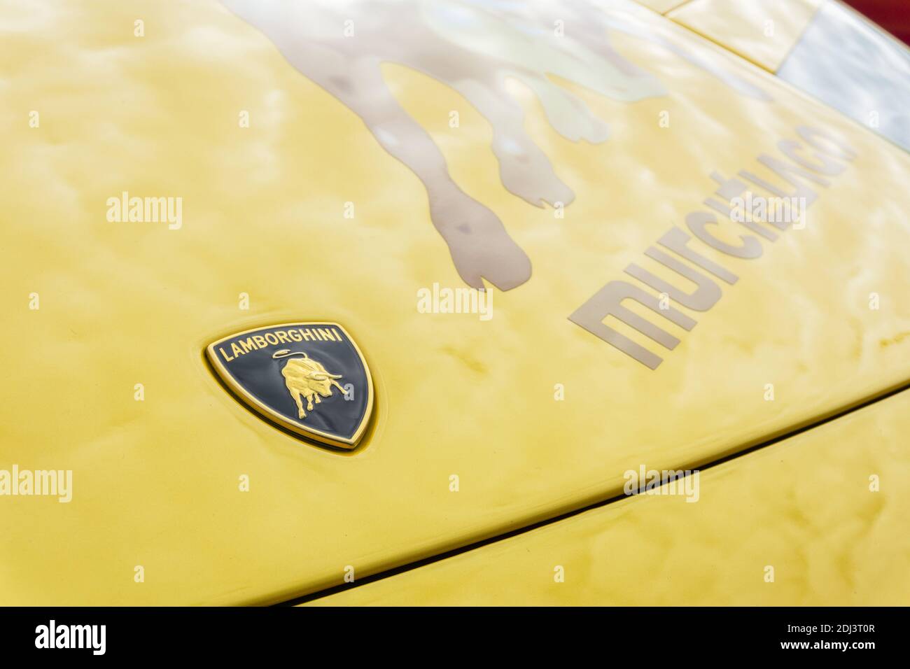 Sur un jaune Lamborghini Murciélago LP 640 Banque D'Images