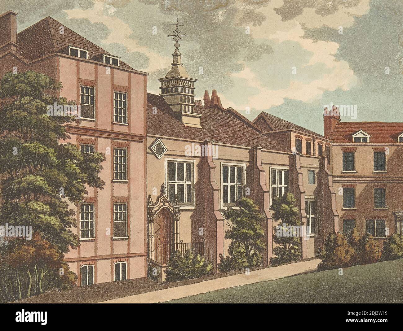 Agrafe Inn, Samuel Ireland, active 1760–mort 1800, British, 1800, Etching et aquarelle à la main sur papier vélin moyen, légèrement texturé, crème feuille: 4 7/8 × 6 1/2 pouces (12.4 × 16.5 cm) et support: 9 × 12 1/2 pouces (22.9 × 31.8 cm), sujet architectural Banque D'Images