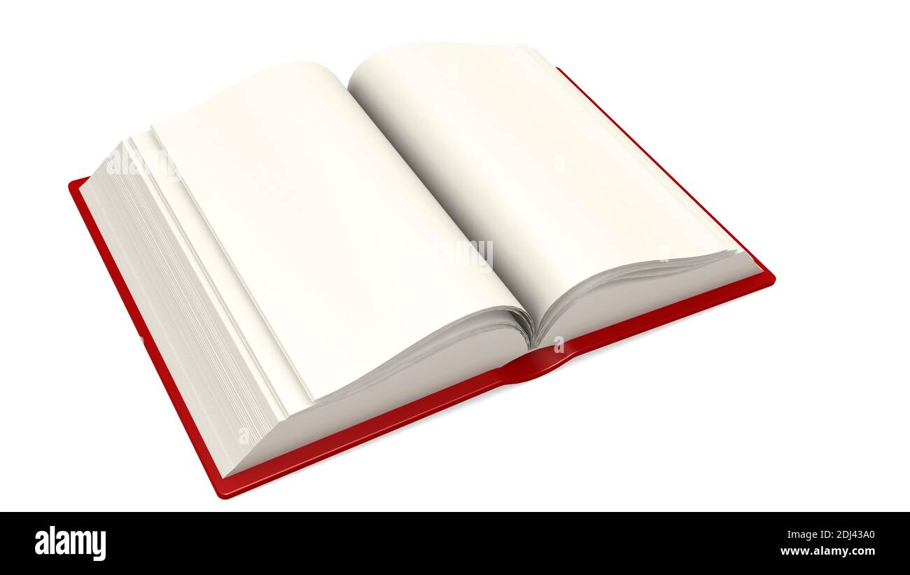 Livre ouvert vierge avec couverture rouge, rendu 3d Photo Stock - Alamy