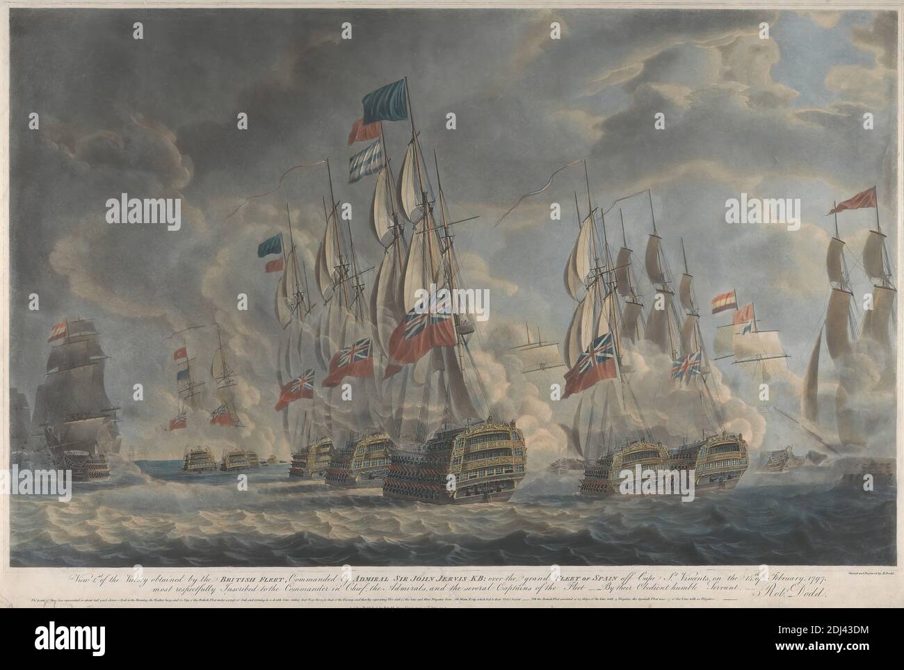 Action au large de Cape St. Vicent, 14 février 1797, Robert Dodd, 1748–1816, British, ch. 1797, feuille : 19 1/2 x 29 pouces (49.5 x 73,7 cm Banque D'Images
