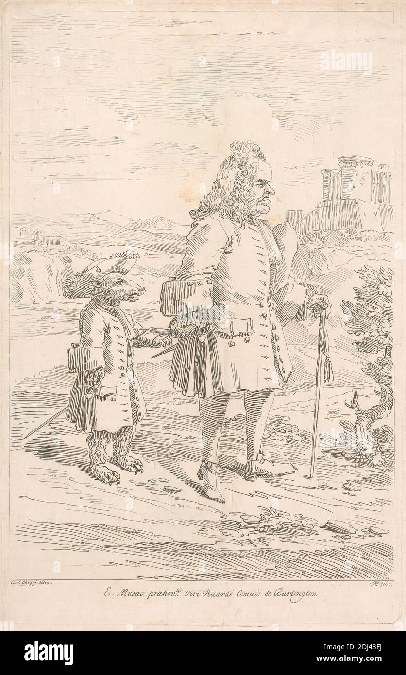 Un gouvernement itinérant, imprimé par Arthur Pond, ca. 1705–1758, britannique, après Pier Leone Ghezzi, 1674–1755, italien, 1737, Etching Banque D'Images