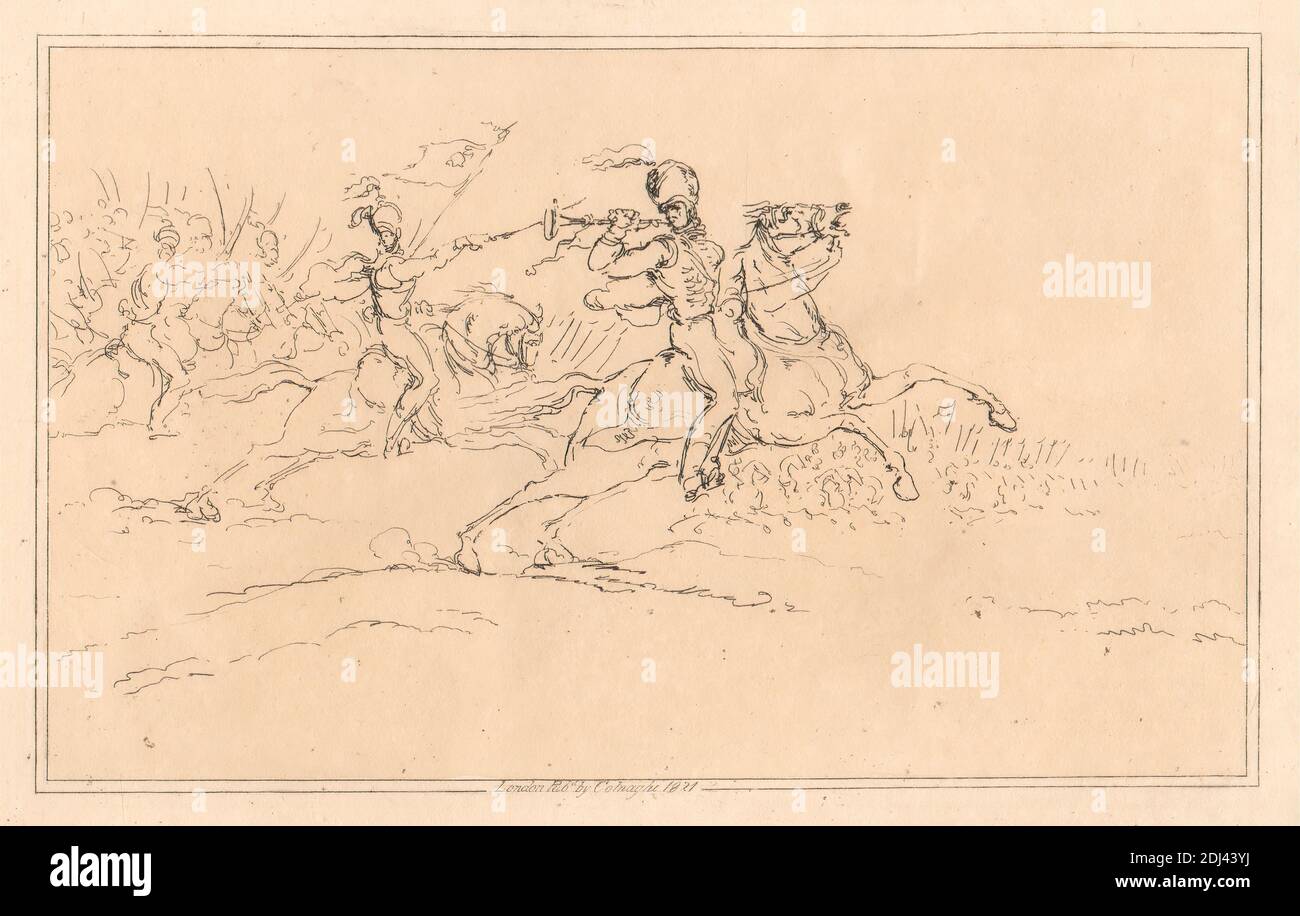 Cavalrymen, etc., Joseph Steuart, actif 1821, 1821, Etching Banque D'Images