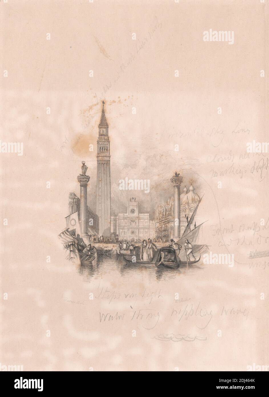 Venise - le Campanile, William Miller, 1796–1882, britannique, d'après Joseph Malbord William Turner, 1775–1851, britannique, 1834, gravure et gravure, épreuve du graveur, touche Banque D'Images